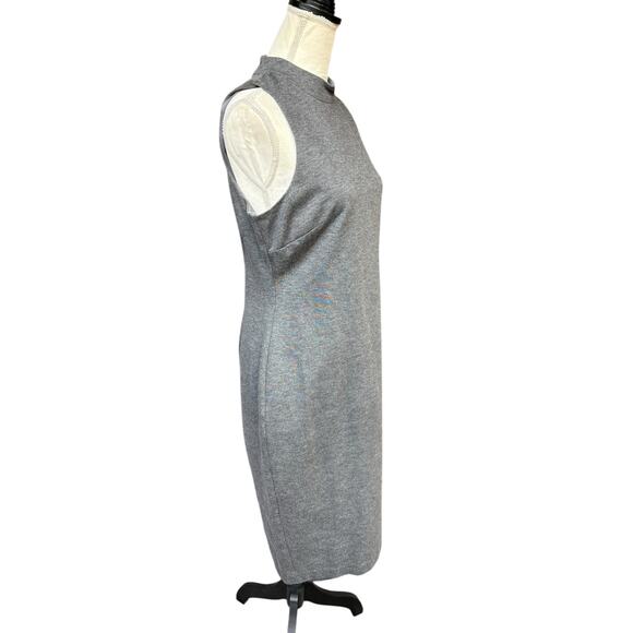 WHBM Grey Mock Neck Knit Career Work Sheath Knee Length Dress - 10 - Picture 3 of 7